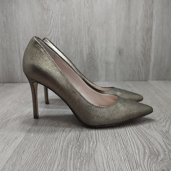Louise et Cie Seville Metallic Bronze Gold Leather Pointed Pumps Heels Size 7 - Picture 4 of 8